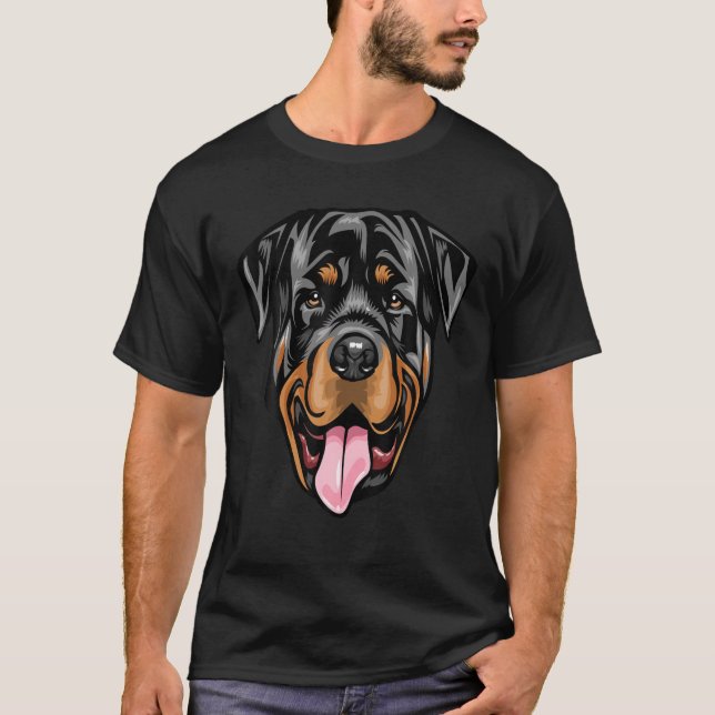 Cool Rottweiler Dog Face T-Shirt (Front)