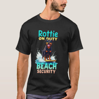 Cool Rottweiler Surfing Dog T-Shirt