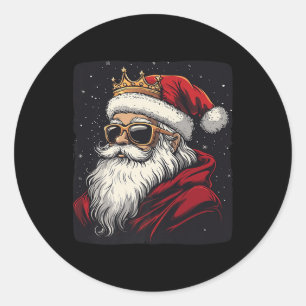 Cool Royal Santa Claus Outfit With Crown For Boys  Classic Round Sticker