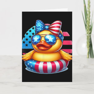Cool Rubber Duck Usa Flag Cute Duckie 4th Of July Card