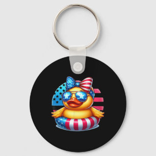 Cool Rubber Duck Usa Flag Cute Duckie 4th Of July Key Ring