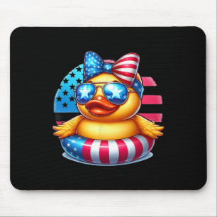 Cool Rubber Duck Usa Flag Cute Duckie 4th Of July Mouse Pad