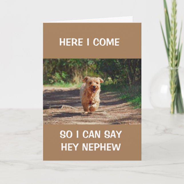 *COOL RUNNING DOG** SAYS HAPPY BIRTHDAY NEPHEW CARD (Front)