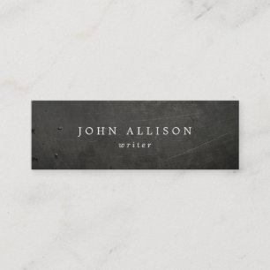 Cool Rustic Guy's Black Scratched Metal Mini Business Card