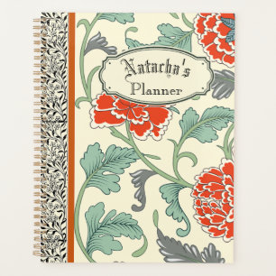 Cool Rustic japanese red flowers Boho Vintage Planner