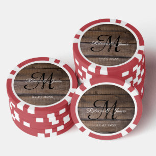 Cool Rustic Monogram Script Name Wedding Poker Chips
