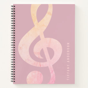 Cool Rustic Pink Grunge Music Art Monogram Name Notebook