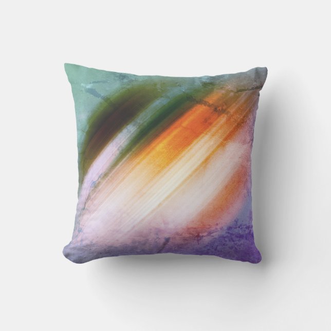 Cool Rustic Purple Blue Orange Yellow Stripes Cushion (Front)