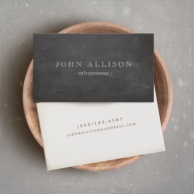 Cool Rustic Vintage Guy's Black Chalkboard Business Card (Creator Uploaded)