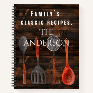 Cool rustic wooden Family´s classic recipe  Notebook