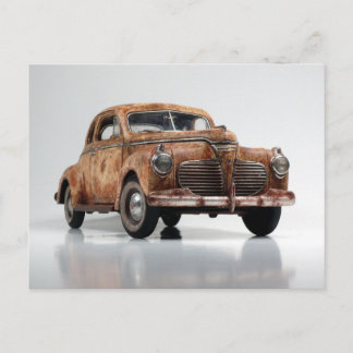 Cool Rusty  Old Vintage Barn Find Car Postcard