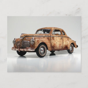 Cool Rusty Old Vintage Barn Find Car Postcard