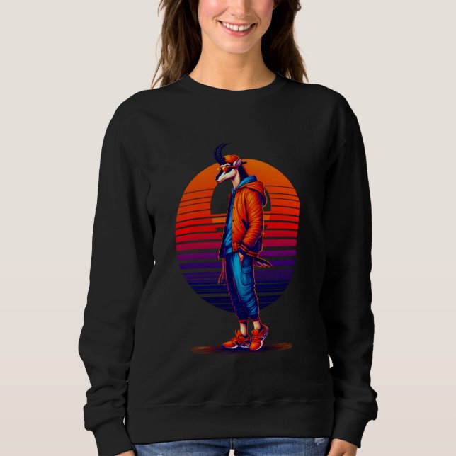 Cool Sable Antelope Modern Urban Style Sunset Retr Sweatshirt (Front)