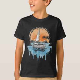 Cool Sailboats On Open Water Nautical Theme Sailin T-Shirt