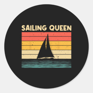 Cool Sailing For Women Mum Boating Nautical Sail B Classic Round Sticker