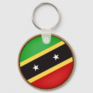 Cool Saint Kitts and Nevis Flag Seal Key Ring