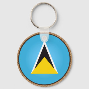 Cool Saint Lucia Flag Seal Key Ring