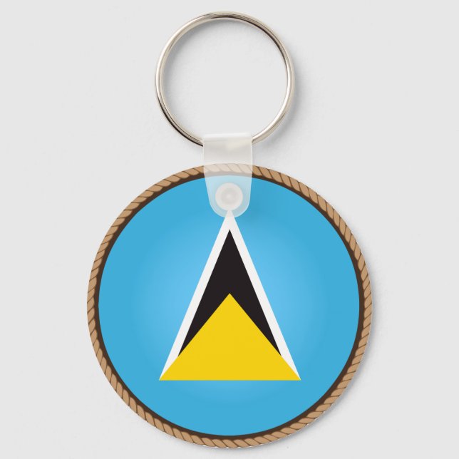 Cool Saint Lucia Flag Seal Key Ring (Front)