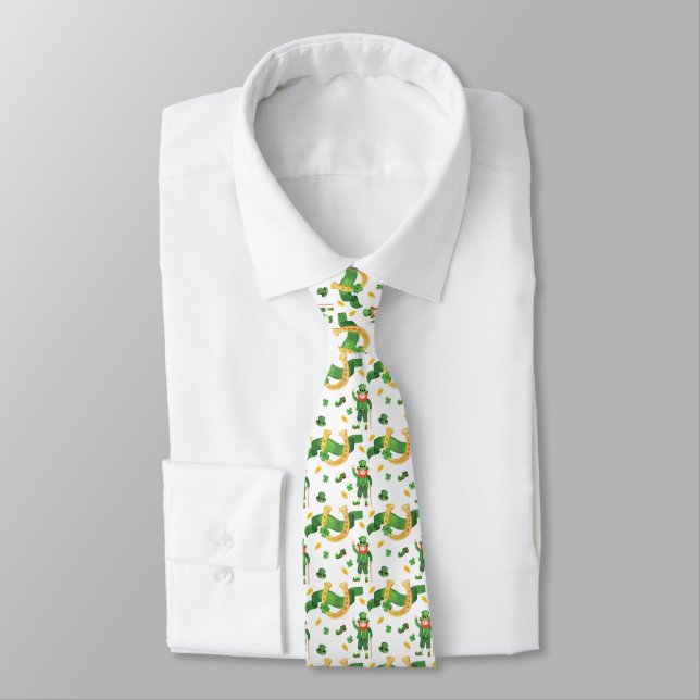 cool Saint Patrick's Day leprechaun tiled Tie (Tied)