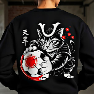 Cool Samurai Cat Soccer For Anime & Art Lovers Sweatshirt