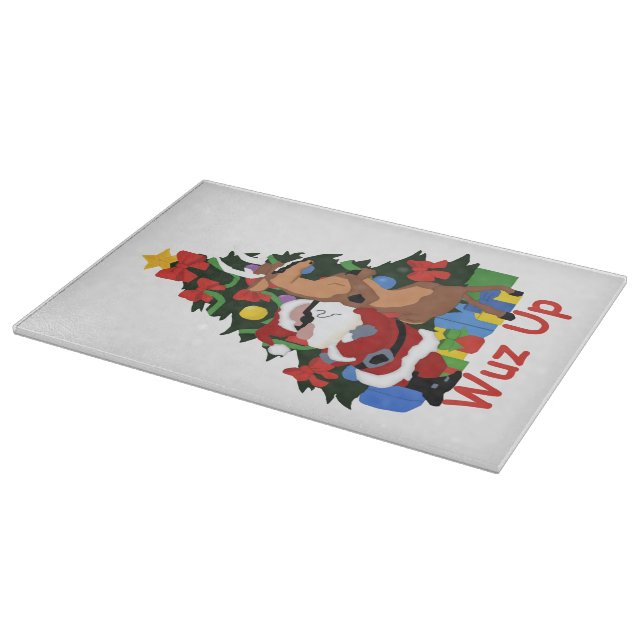 Cool Santa And Reindeer Cutting Board (Corner)