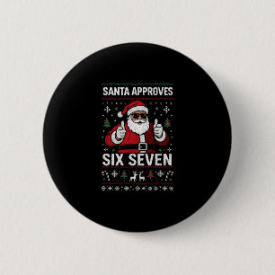 Cool Santa Approves 67 Funny Christmas Sweater Hol 6 Cm Round Badge