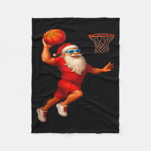 Cool Santa Basketball Player Dunking Xmas Christma Fleece Blanket