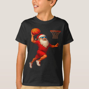 Cool Santa Basketball Player Dunking Xmas Christma T-Shirt