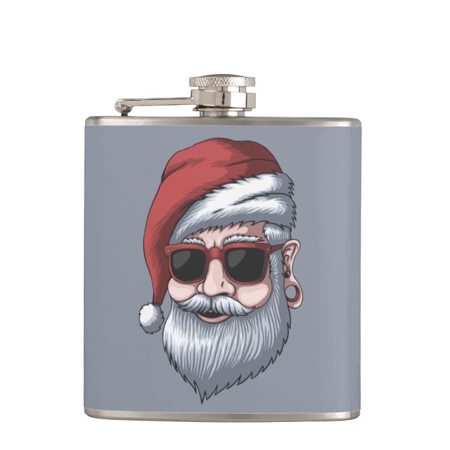 Cool Santa Christmas Holiday Adult Stocking Stuffe Hip Flask (Front)