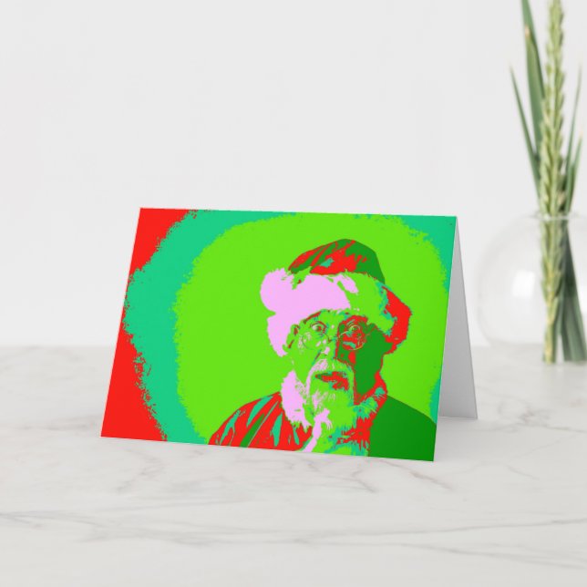 Cool Santa Christmas pop art - customisable Holiday Card (Front)