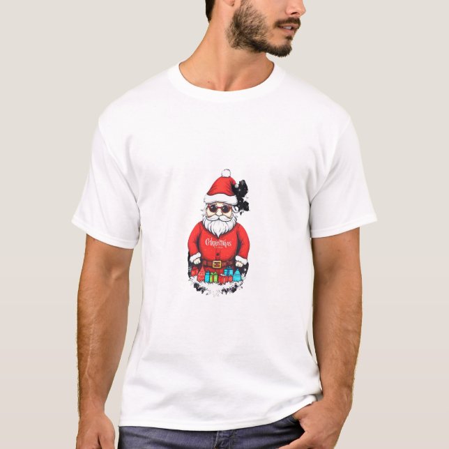 Cool Santa Christmas T-Shirt Design  (Front)
