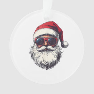 Cool Santa Claus Face Retro Sunglasses Christmas M Ornament