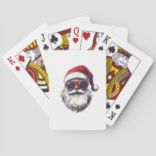 Cool Santa Claus Face Retro Sunglasses Christmas M Playing Cards