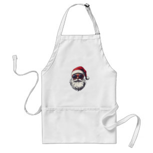 Cool Santa Claus Face Retro Sunglasses Christmas M Standard Apron