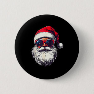 Cool Santa Claus Face Retro Sungles Christmas Men 6 Cm Round Badge
