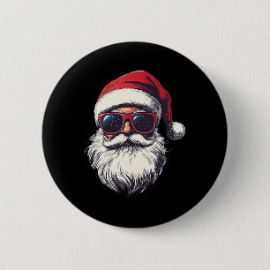 Cool Santa Claus Face Retro Sungles Christmas Men  6 Cm Round Badge