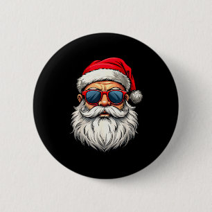 Cool Santa Claus Face Retro Sungles Christmas Men  6 Cm Round Badge