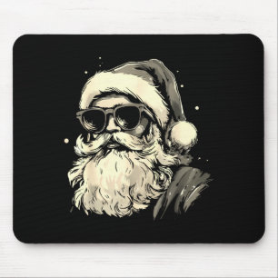 Cool Santa Claus Face Retro Sungles Christmas Men Mouse Pad