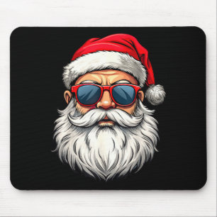 Cool Santa Claus Face Retro Sungles Christmas Men Mouse Pad