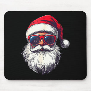 Cool Santa Claus Face Retro Sungles Christmas Men Mouse Pad
