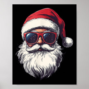 Cool Santa Claus Face Retro Sungles Christmas Men Poster