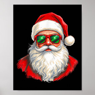 Cool Santa Claus Face Retro Sungles Christmas Men Poster