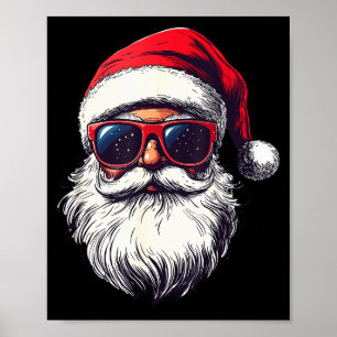 Cool Santa Claus Face Retro Sungles Christmas Men Poster