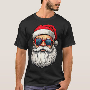 Cool Santa Claus Face Retro Sungles Christmas Men T-Shirt
