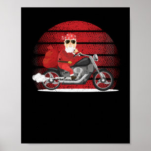 Cool Santa Claus Funny Christmas Riding Poster