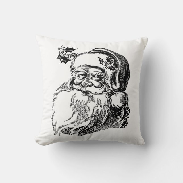 Cool Santa Claus Head Sketch Cushion (Front)