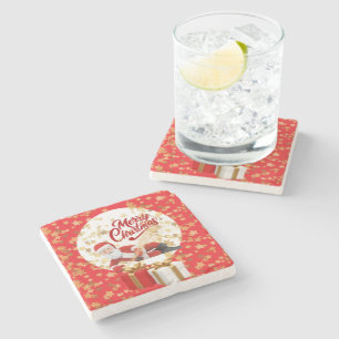 Cool Santa Claus Holiday in Christmas 🎅 Stone Coaster