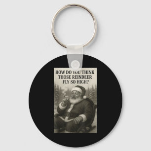 Cool Santa Claus Smoking Weed Christmas Quote Key Ring