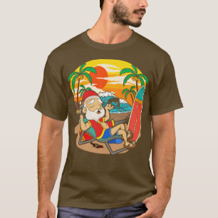 Cool Santa Claus Sunset Tropical Hawaiian Xmas Chr T-Shirt