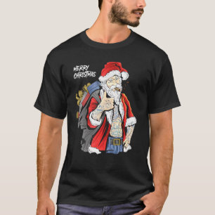 Cool Santa Claus Wearing Glasses Smoking Cigars    T-Shirt